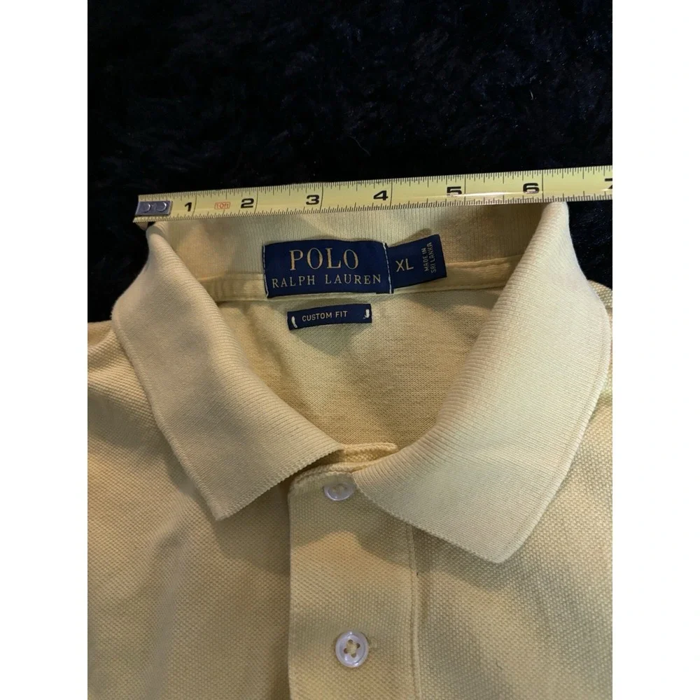 Polo Ralph Lauren Shirt Men XL Yellow Short Sleeve Button Blue Pony